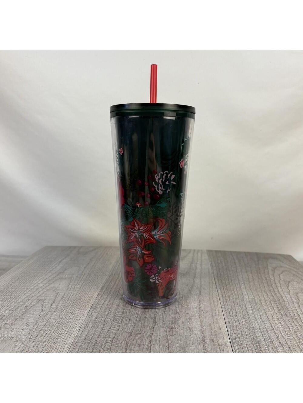 Starbucks Holiday 2022 Poinsettia Silicon Straw Topper Cold Cup Tumbler 24oz - Picture 3 of 10